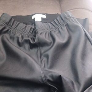 H&M Black Faux Leather Cropped Jeans